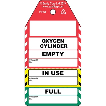 Oxygen Cylinder – Étiquette non adhésive en 3 parties
